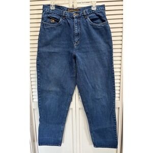 Vintage Maneuvers Tapered Leg Med Wash Denim Jeans Size 36x32 Logo Mid Rise